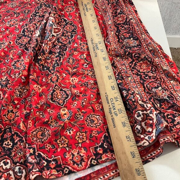 Red & Black Floral Print V-Neck Short Sleeve Womens Top Size XXL - Picture 3 of 8